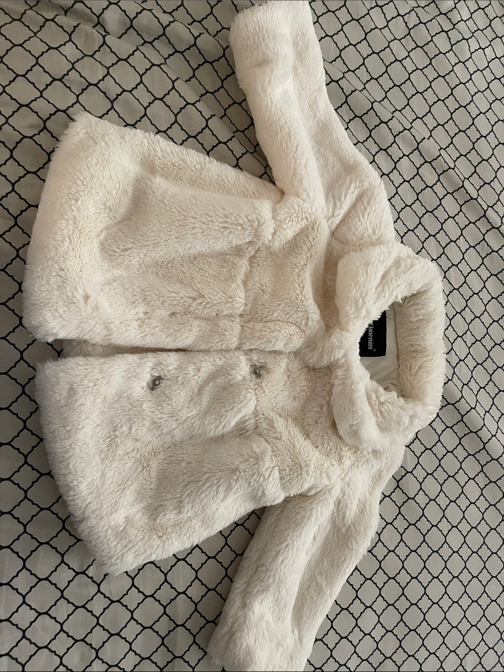 Kids Cream Faux Fur Coat with Hood